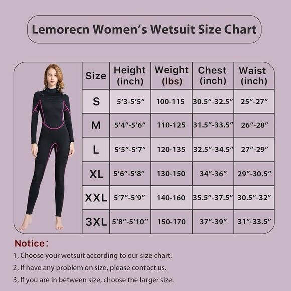 Lemorecn Surfing Wetsuit Super Stretch Full Body Diving Suit - Picture 15 of 15